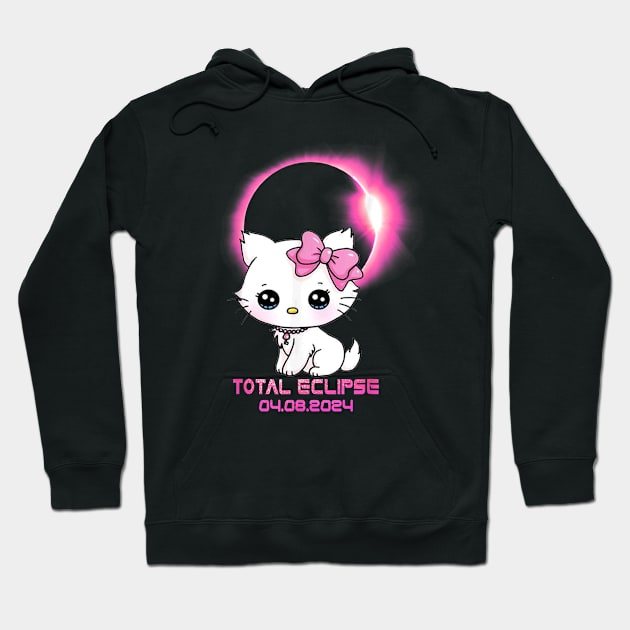 Total Solar Eclipse April 8 2024 Cat Gift For boys Girls KIds Hoodie by truong-artist-C